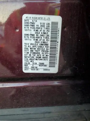 2014 NISSAN MURANO S  