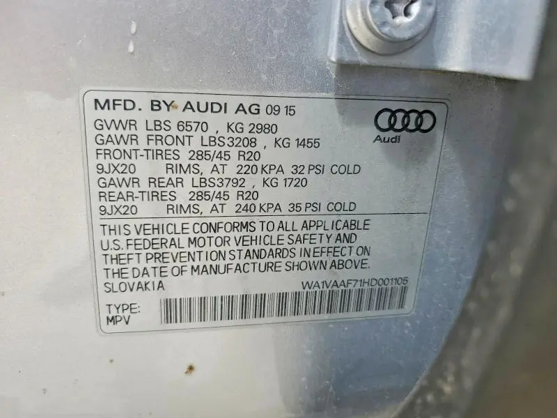 2017 AUDI Q7 PRESTIGE  