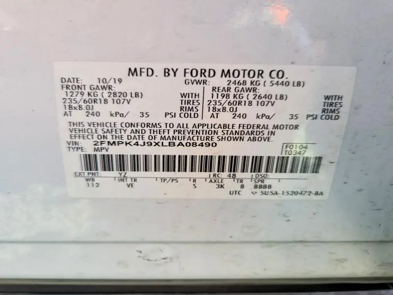 2020 FORD EDGE SEL  
