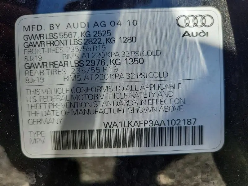 2010 AUDI Q5 PREMIUM PLUS  
