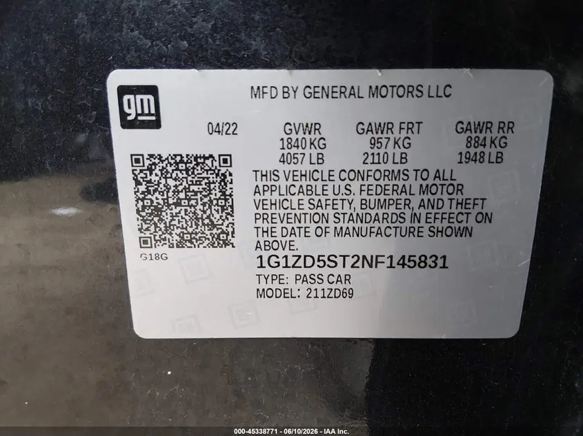 2022 CHEVROLET MALIBU FWD LT