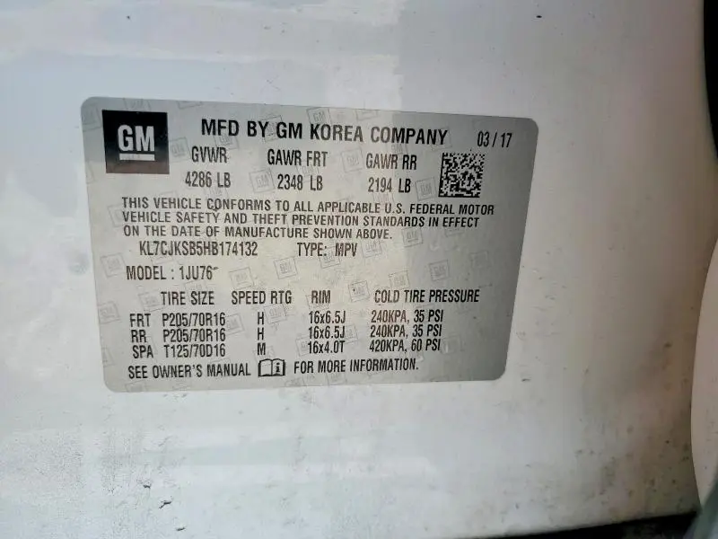 2017 CHEVROLET TRAX LS  