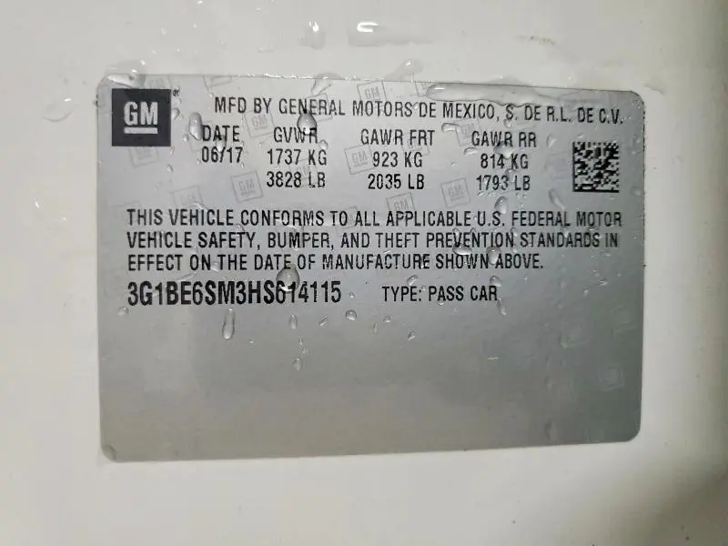 2017 CHEVROLET CRUZE LT  