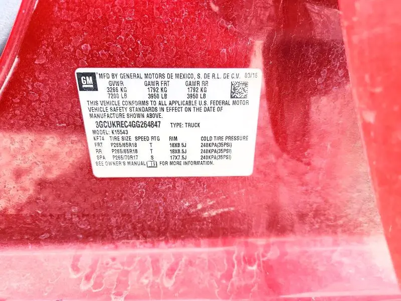 2016 CHEVROLET SILVERADO K1500 LT  