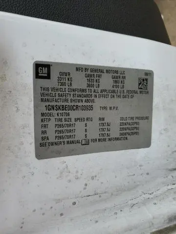 2012 CHEVROLET TAHOE K1500 LT  