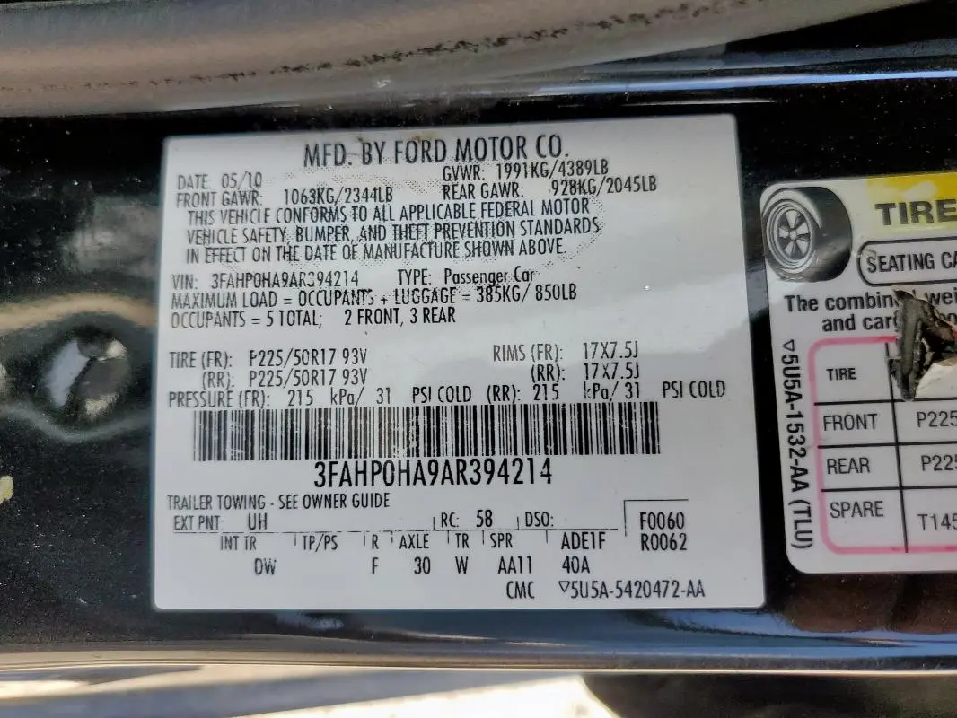 2010 FORD FUSION SE  