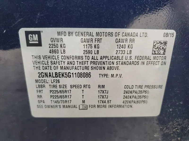 2016 CHEVROLET EQUINOX LS  