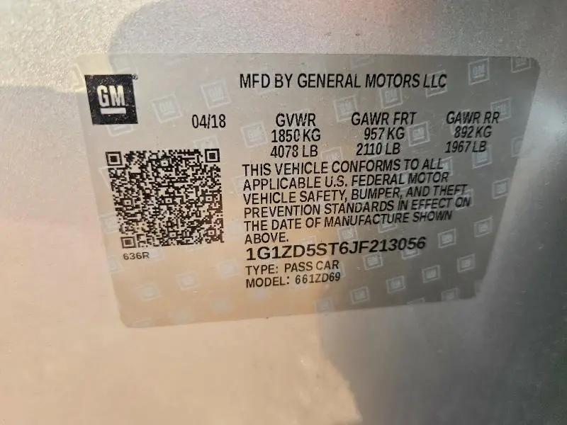 2018 CHEVROLET MALIBU LT  