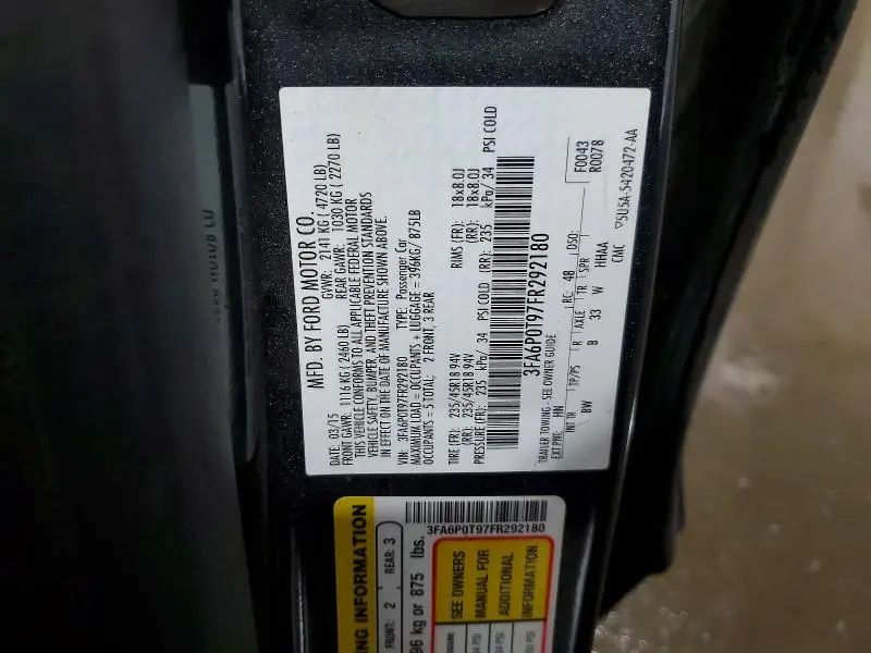 2015 FORD FUSION SE  