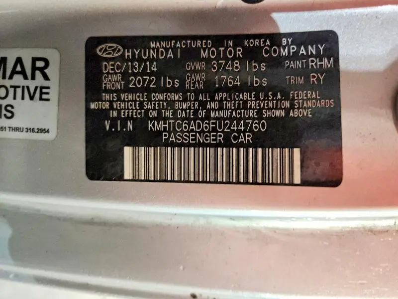 2015 HYUNDAI VELOSTER BASE  