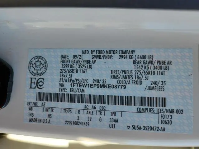 2021 FORD F150 SUPERCREW  