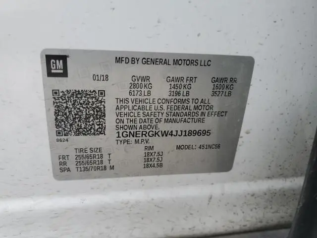 2018 CHEVROLET TRAVERSE LT  