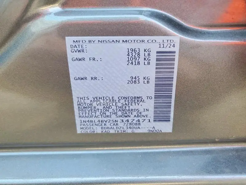 2025 NISSAN ALTIMA S  