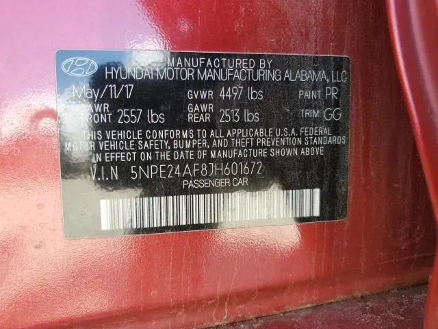 2018 HYUNDAI SONATA SE  