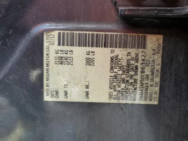 2012 NISSAN MAXIMA S