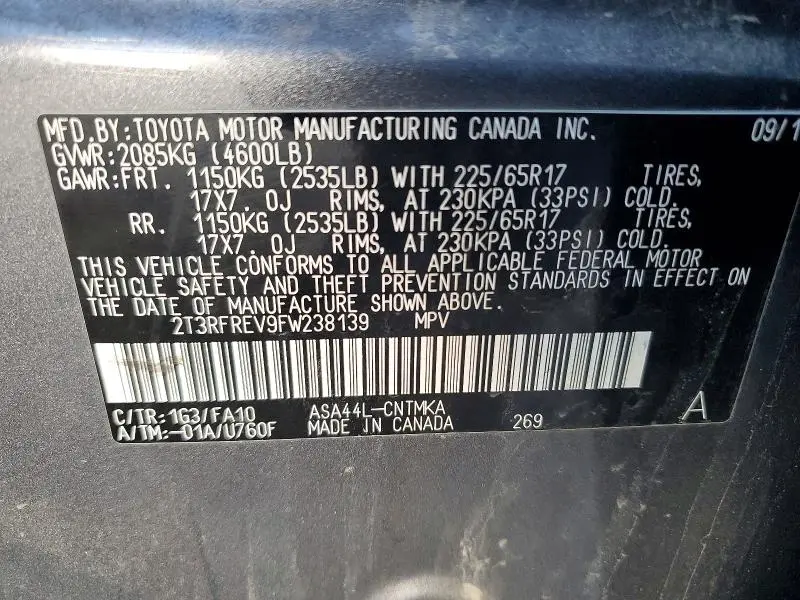 2015 TOYOTA RAV4 XLE  