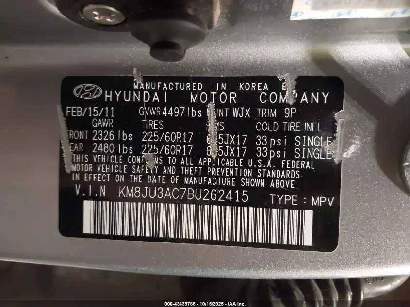 2011 HYUNDAI TUCSON GLS