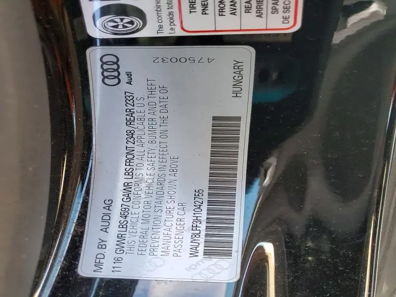 2017 AUDI A3 PREMIUM PLUS  