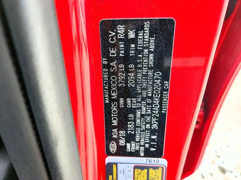 2019 KIA FORTE LXS  