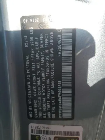 2014 VOLKSWAGEN EOS KOMFORT  