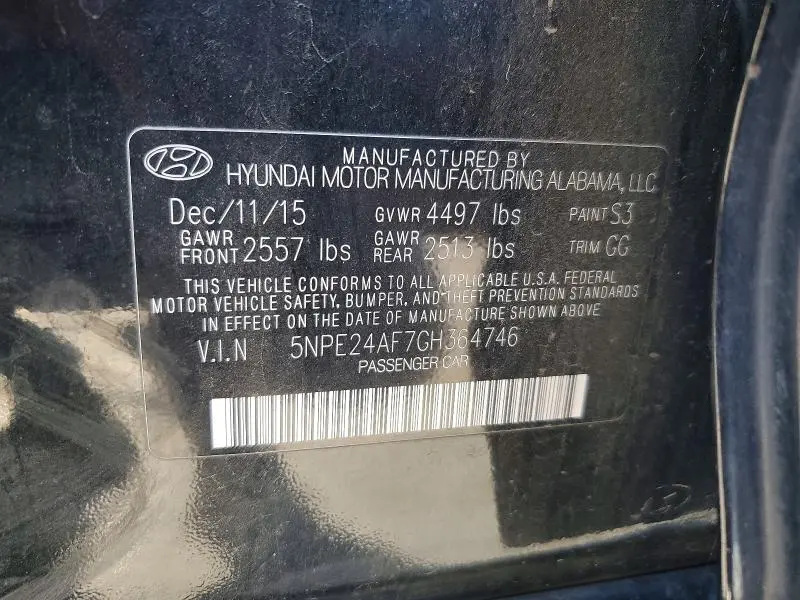 2016 HYUNDAI SONATA SE  