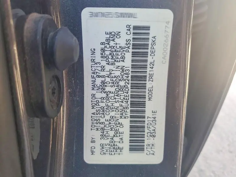 2013 TOYOTA COROLLA S  