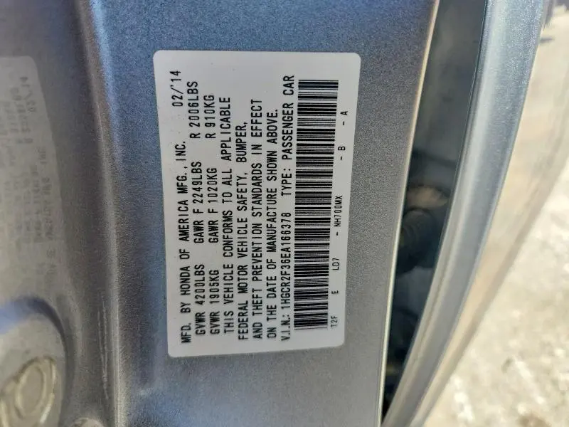 2014 HONDA ACCORD LX  