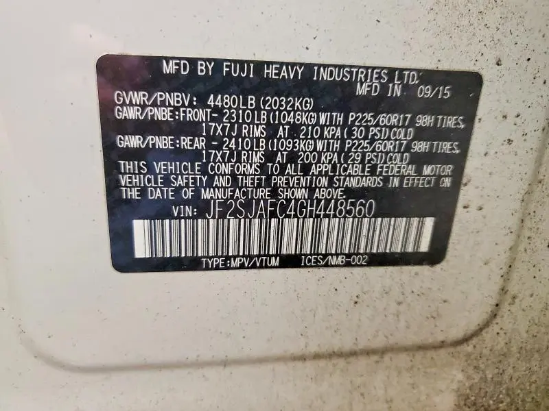 2016 SUBARU FORESTER 2.5I PREMIUM  