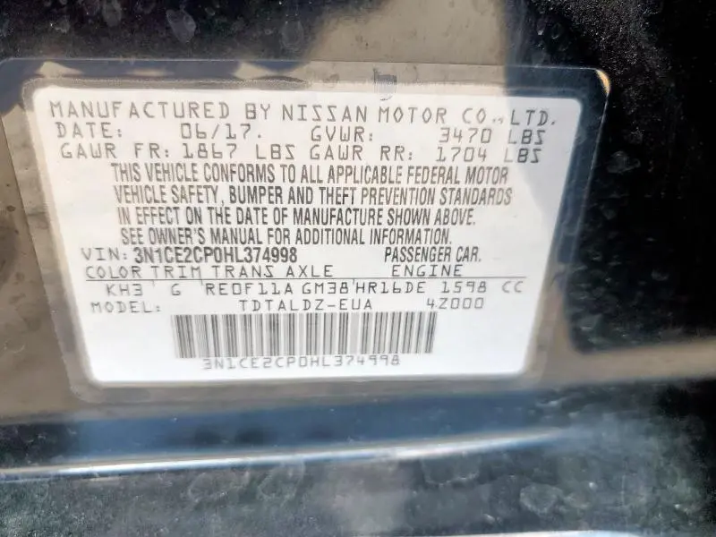 2017 NISSAN VERSA NOTE S  