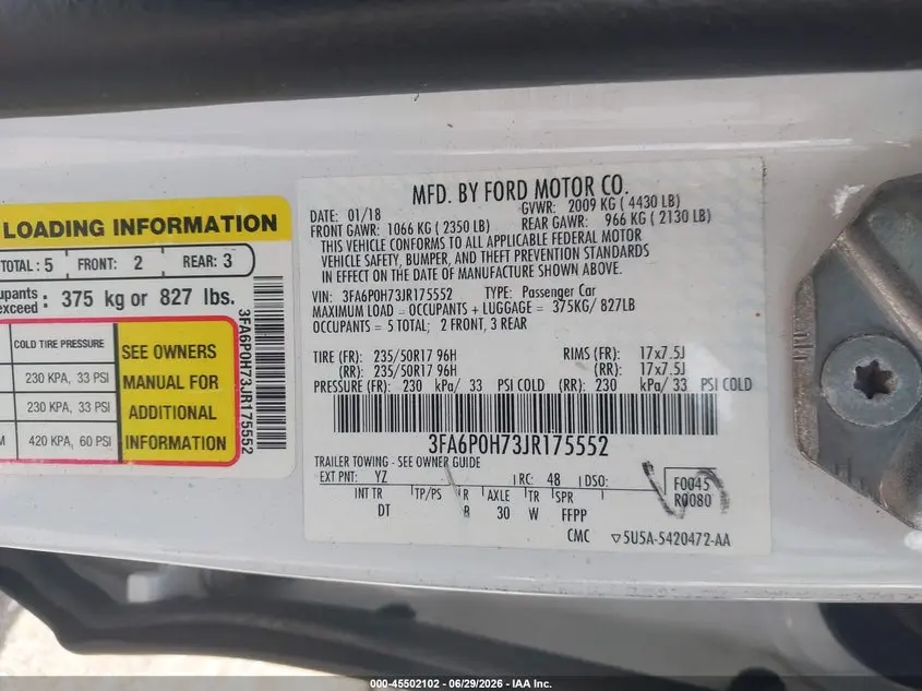 2018 FORD FUSION SE