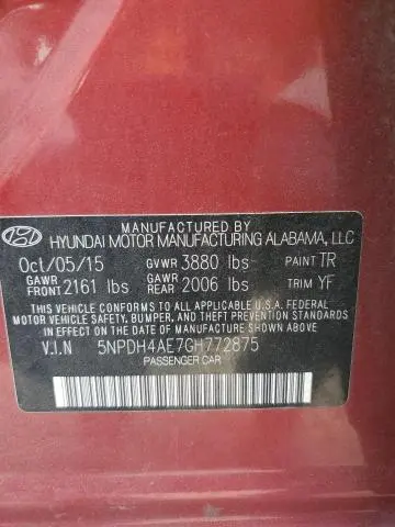 2016 HYUNDAI ELANTRA SE  