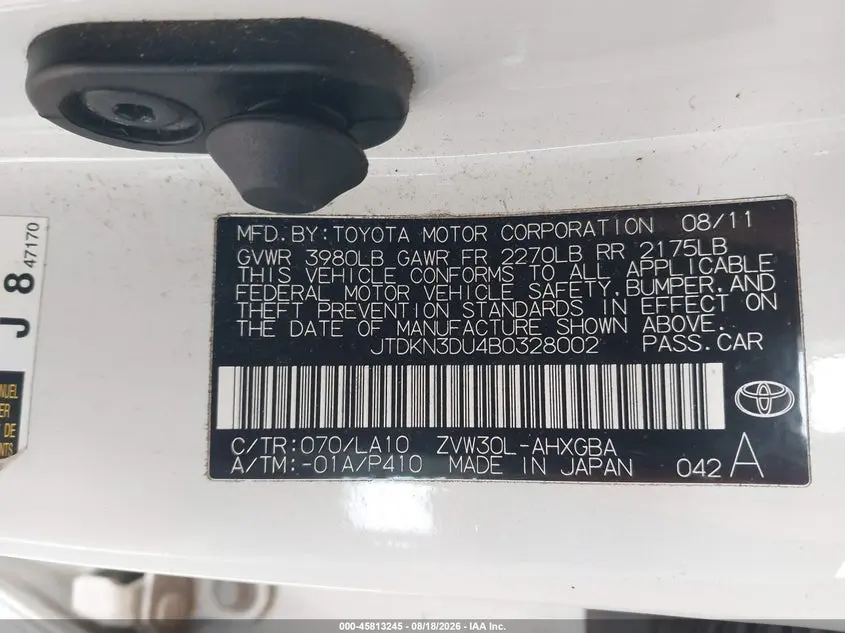 2011 TOYOTA PRIUS FOUR