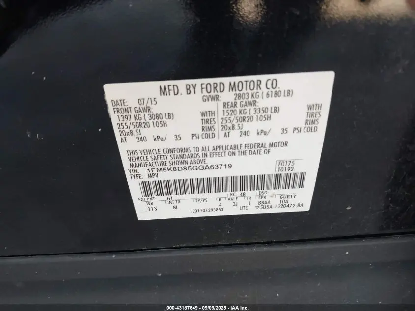 2016 FORD EXPLORER XLT