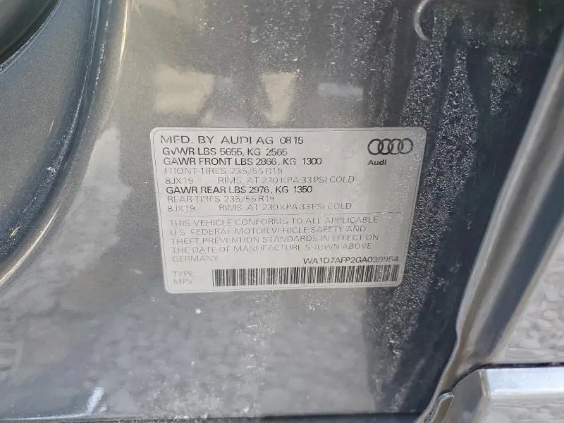 2016 AUDI Q5 PREMIUM PLUS S-LINE  