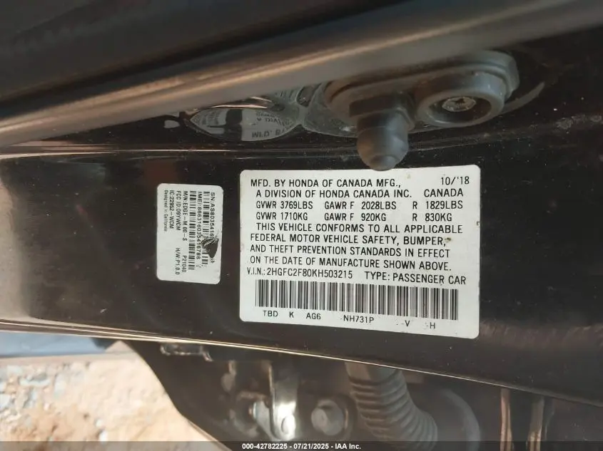 2019 HONDA CIVIC SPORT