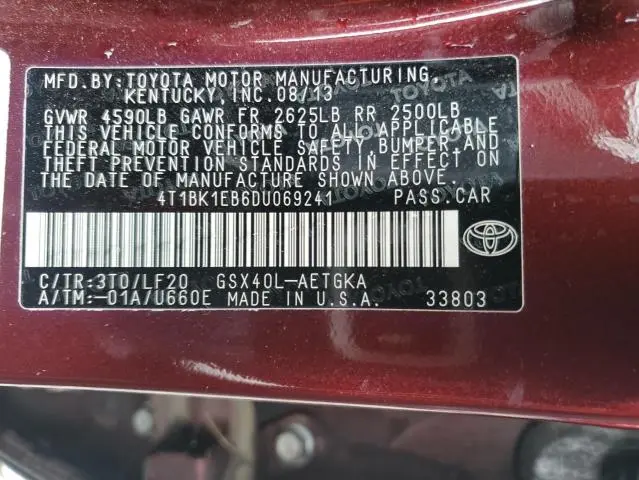 2013 TOYOTA AVALON BASE  