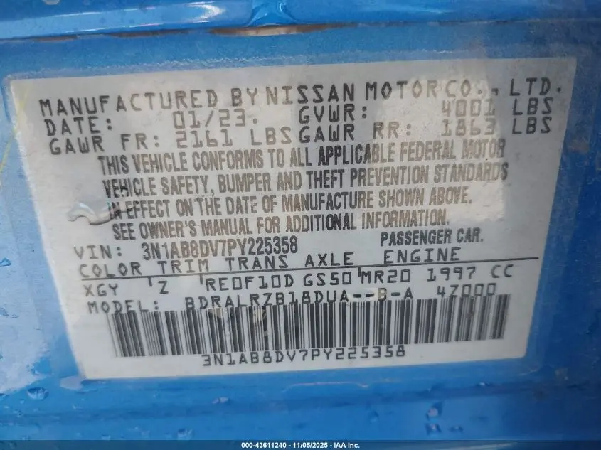 2023 NISSAN SENTRA SR XTRONIC CVT