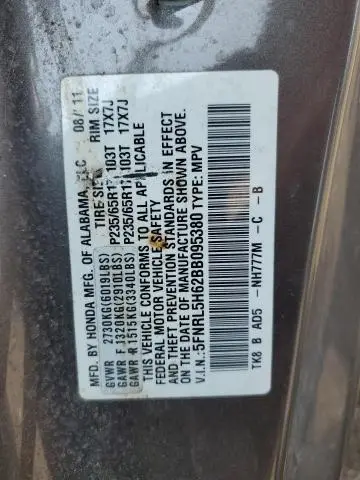 2011 HONDA ODYSSEY EXL  