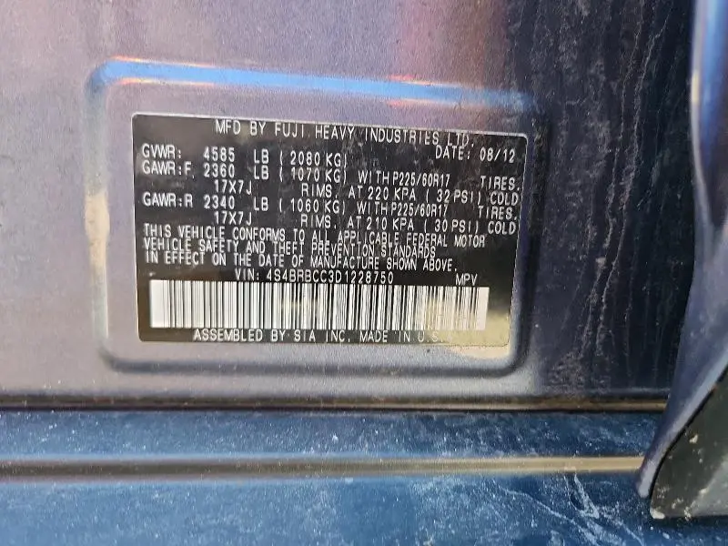 2013 SUBARU OUTBACK 2.5I PREMIUM  