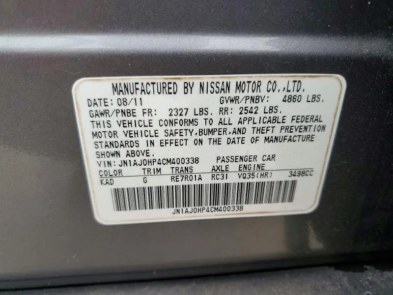 2012 INFINITI EX35 BASE  