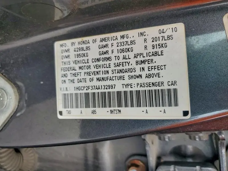 2010 HONDA ACCORD LX  