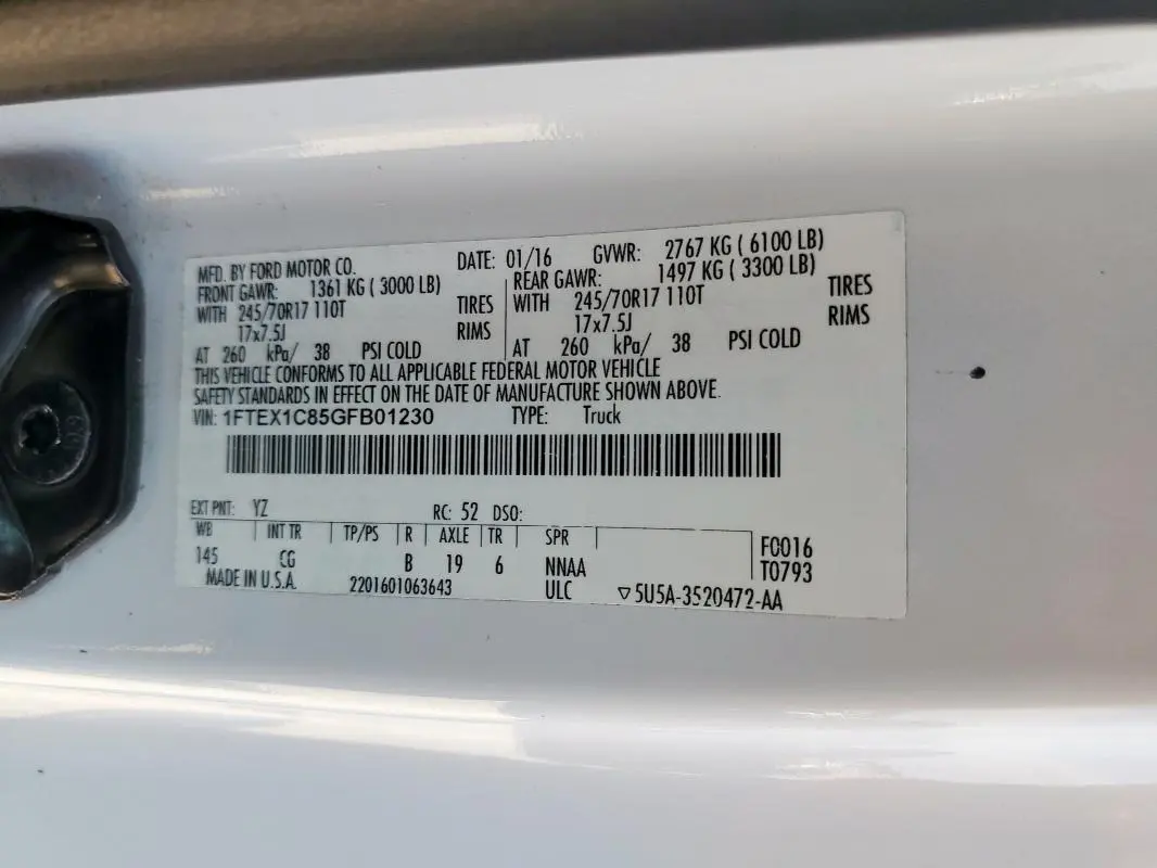 2016 FORD F150 SUPER CAB  