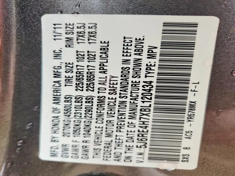 2011 HONDA CR-V EXL  