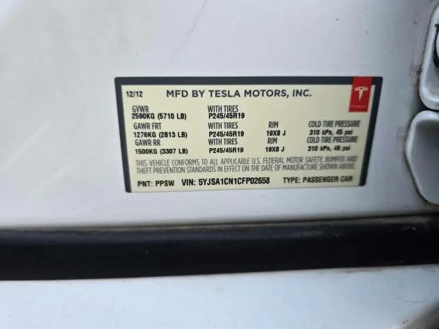 2012 TESLA MODEL S   