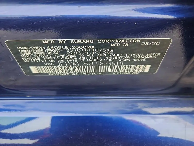 2020 SUBARU WRX LIMITED  