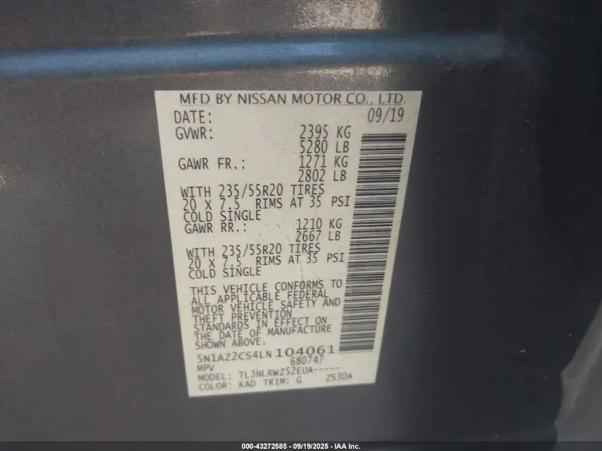 2020 NISSAN MURANO SL INTELLIGENT AWD