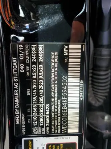 2019 MERCEDES-BENZ GLC COUPE 43 4MATIC AMG  