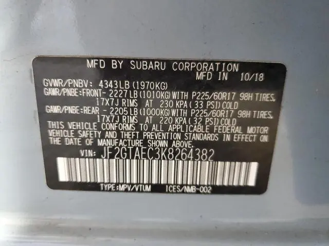 2019 SUBARU CROSSTREK PREMIUM  