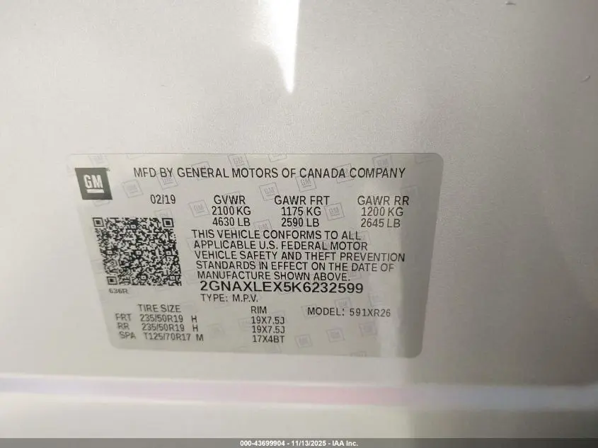 2019 CHEVROLET EQUINOX LT