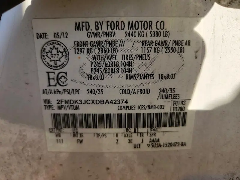 2013 FORD EDGE SEL  